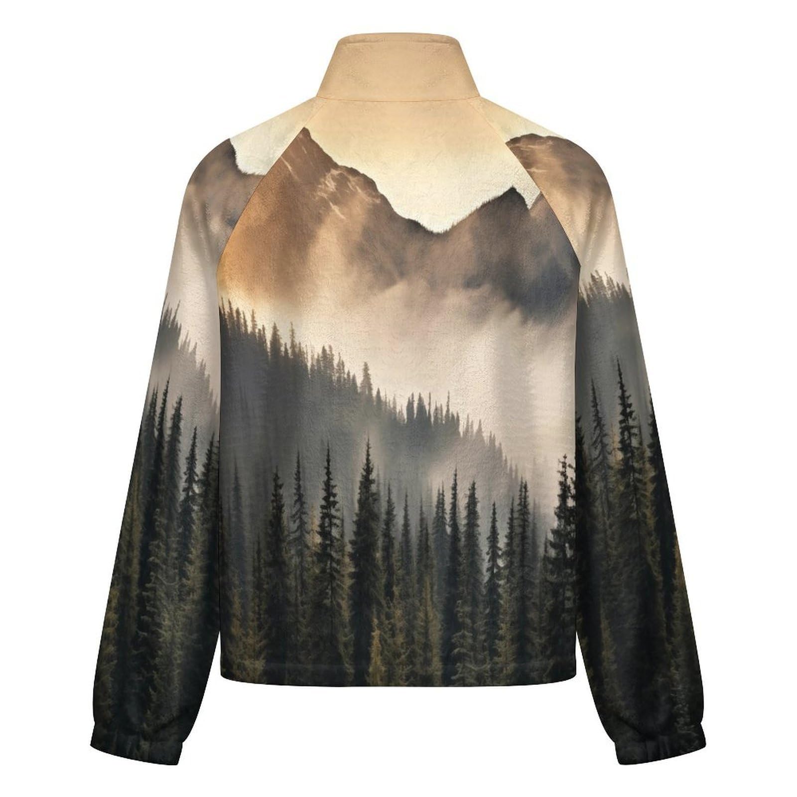 OFFSUM Veste Polaire Pour Femme - Forêt De Montagne Veste Décontractée À Poches, Cardigan Chaud D'Automne Et D'Hiver Pour Les Activités De Plein Air, Haut Doux Et Confortable