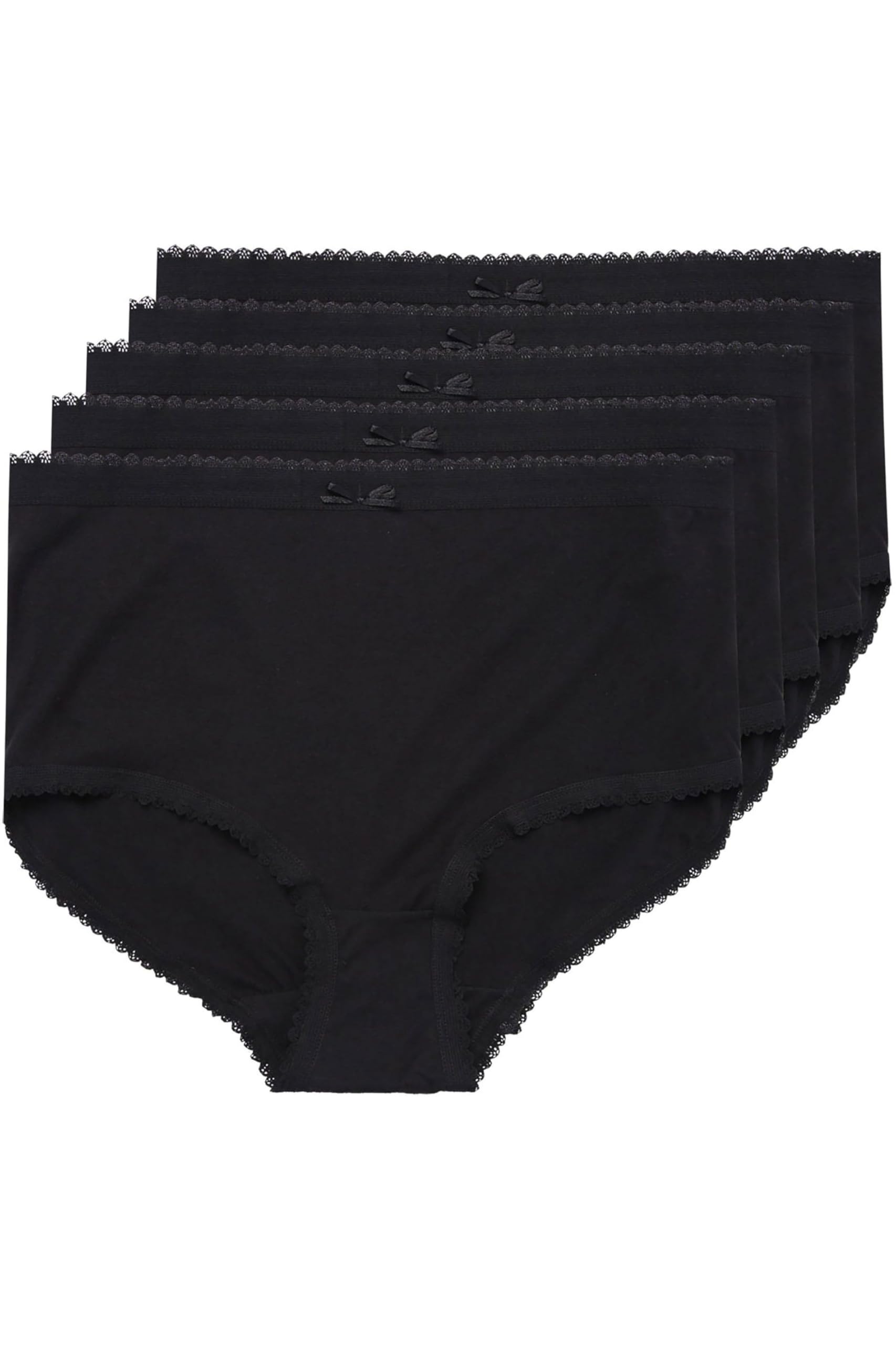 5 Pack Curve Cotton High Waisted Maxi Full Brief Knickers - Women's - Plus Size Curve Black