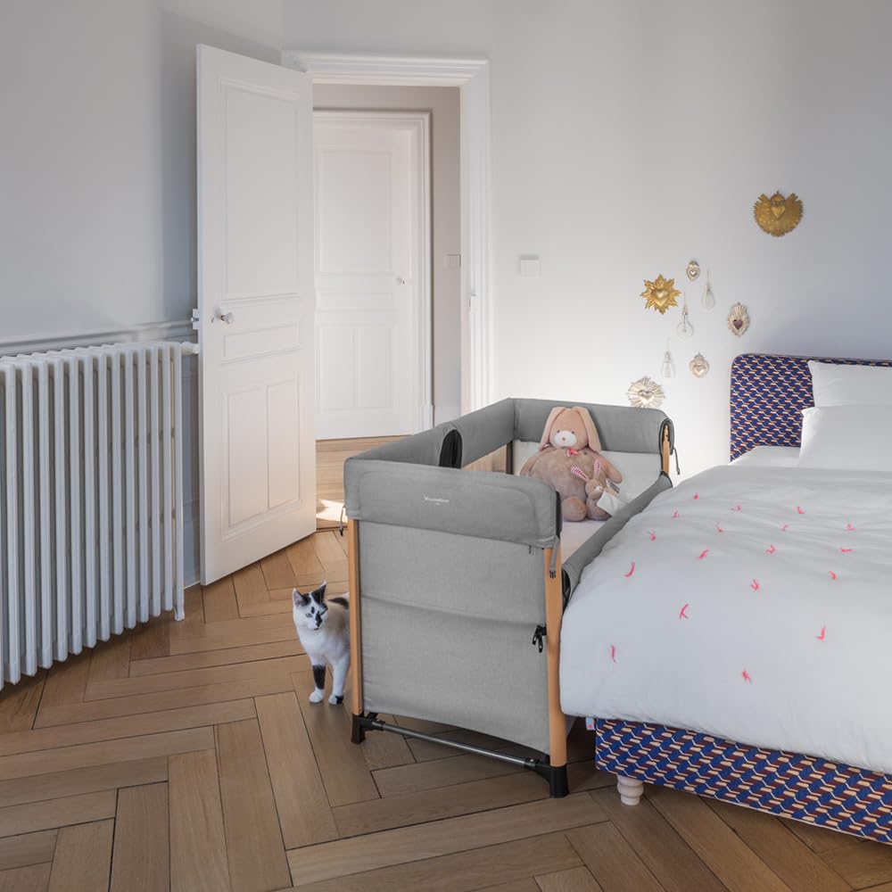 William Kent 1733 Lit bébé de Voyage & cododo WeTravel | Ultra léger | Matelas Confortable et épais | utilisable jusqu'à 15 kg, 3 Ans | Housse Transport Inclus | Design Gris chiné