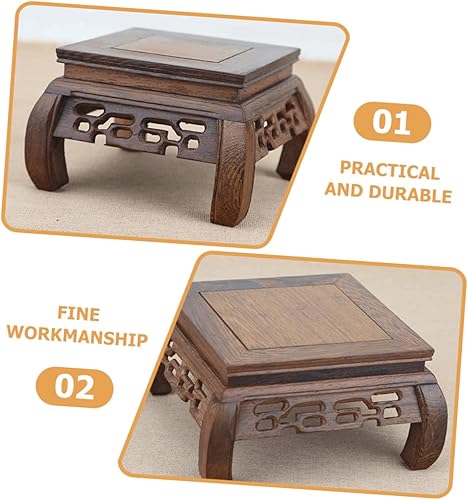 Miniatura 4 de Estante cuadrado de madera, soporte de tanque versátil para jarrones, cuencos de peces y plantas en maceta, base elegante para decoración del hogar