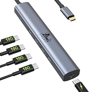 10Gbps USB C Hub,5 in 1 USB C Splitter for Laptop,4 USB C 3.1+100W Power Delivery, USB C to USB C Hub Multiport Adapter,USB C Hub for MacBook M1M2, Surface Pro, Chromebook, Dell, HP,Lenovo,Samsung,Etc