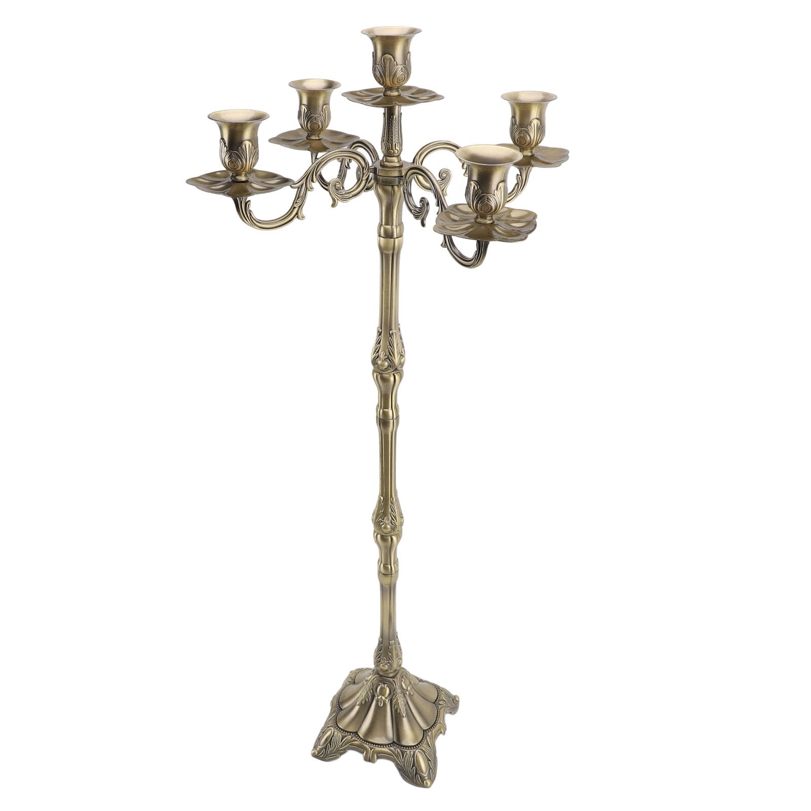 Jelquix Vintage Candlestick Holder, Exquisite Light Luxury Glossy Bronze Candle Holder with 5 Head, Ideal for Wedding Decorations (85cm/33.5in)