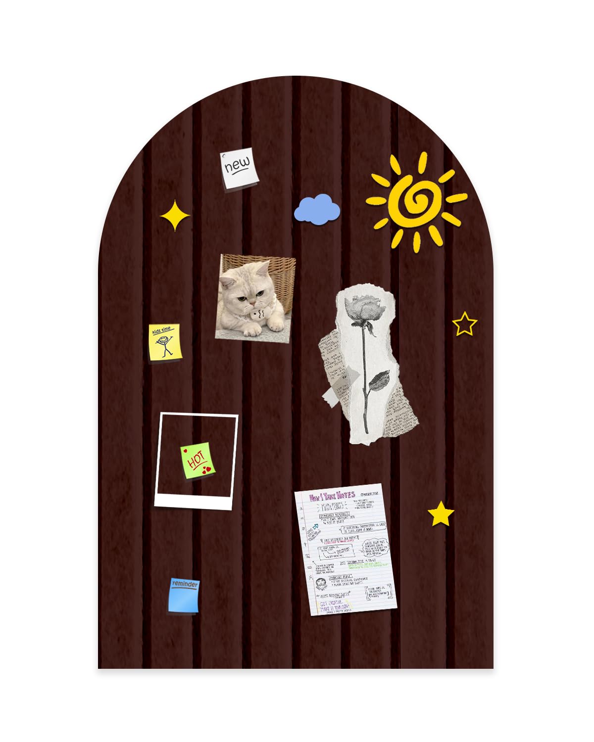Foldable Cork Board, 0.9 cm Thick Large Felt Bulletin Board with Adhesive Sticker, Round Edges Wall Panels for Office Bedroom Living Room, Decorative Board for Pictures Notes (Coffee, 60x40 cm)
