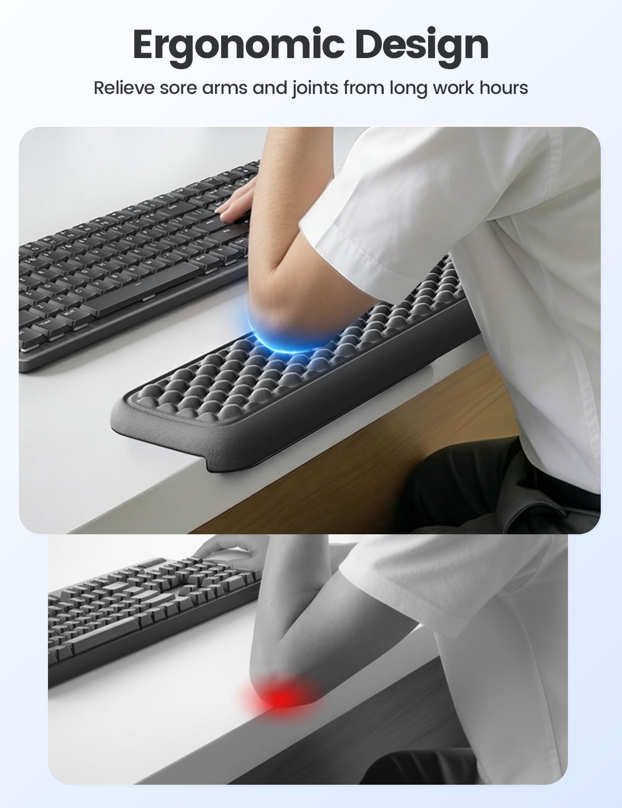 VAYDEER Repose-poignet long en mousse à mémoire de forme pour clavier Noir