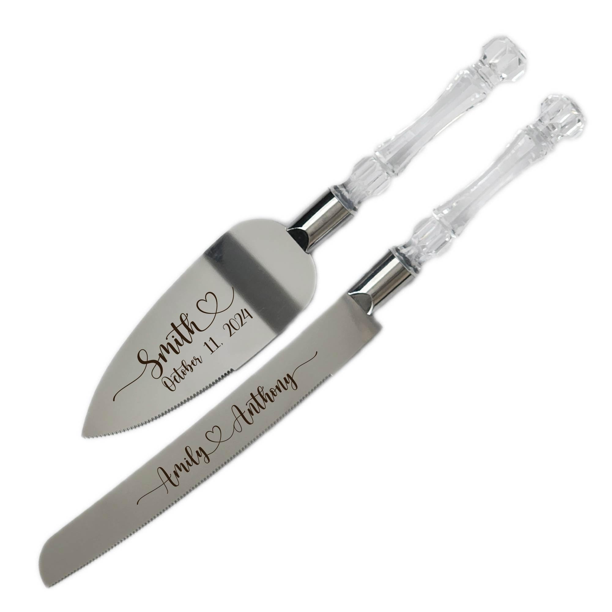 Wedding cake knife and server set, Personalized knife and server set,Vintage knife and server set, Silver knife and server set, Elegant knife and server set Engraved knife and server set (patern 4)