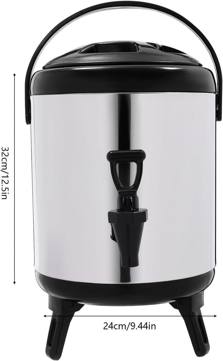 Secchio Termico in Acciaio Inox 6L, Erogatore Acqua Calda e Bevande Calde per caffè, tè e Latte, Contenitore Isolato con Rubinetto per Eventi Feste Campeggio e, Black