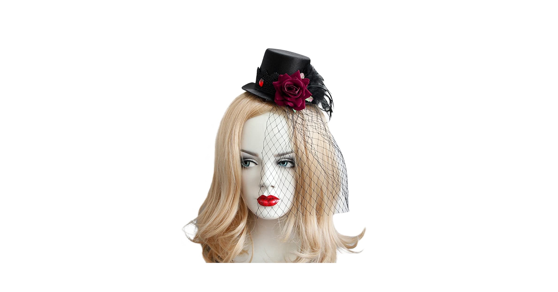 Elegant RoseミニHat ブラック NEW Steampunk Mini Top Hat Cosplay Clip On with Roses US