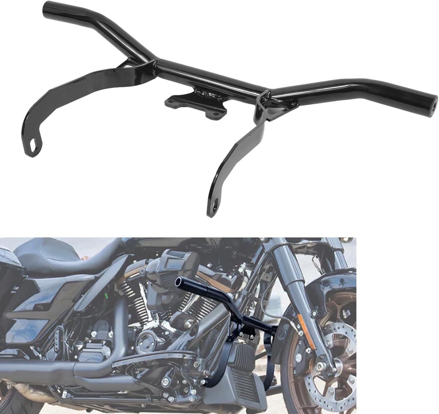 Engine Guard Front Highway Crash Bar for Harley Touring Street Glide Road Glide Road King Electra Glide Ultra Limited 2014-2023/ Gloss Black