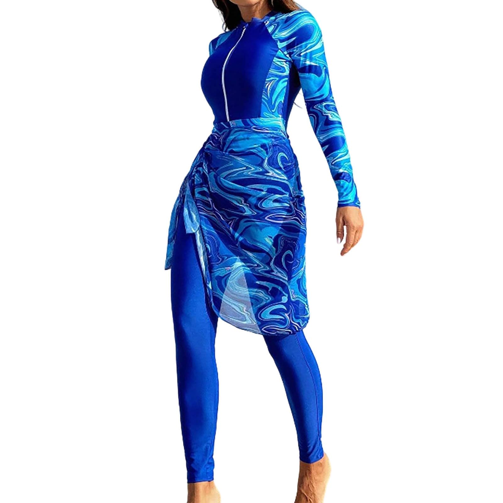 Costume da bagno musulmano da donna lungo con protezione solare e burkini, costume da bagno a maniche lunghe, 3 pezzi, top da nuoto, costume da bagno Hijab, costume da bagno, sport, spiaggia
