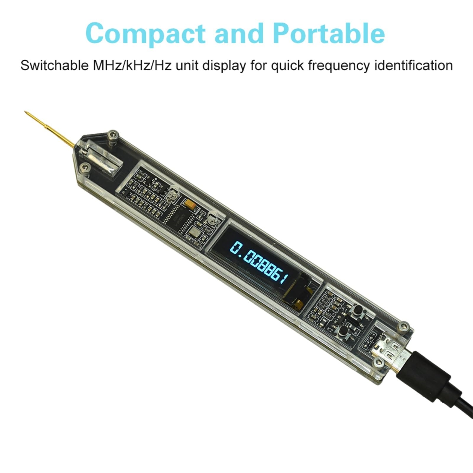 Frequenzzähler, 200Hz~100MHz Frequenztester, 0,91-Zoll-OLED-Display, Typ-C