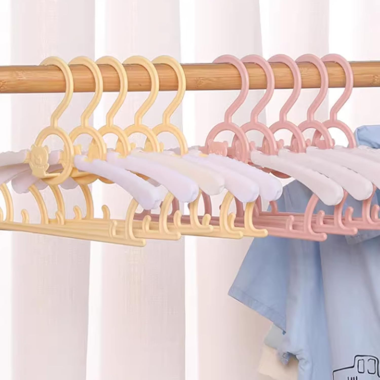 HGYZE Baby Hangers for Closet, Non-Slip 11"-14" Adjustable Infant Clothes Hanger for Nursery, 0-18yrs Plastic Kid Hanger Clothing Organizer, Children Pink Plastic Rack for Newborn Toddler Coat, 20pcs