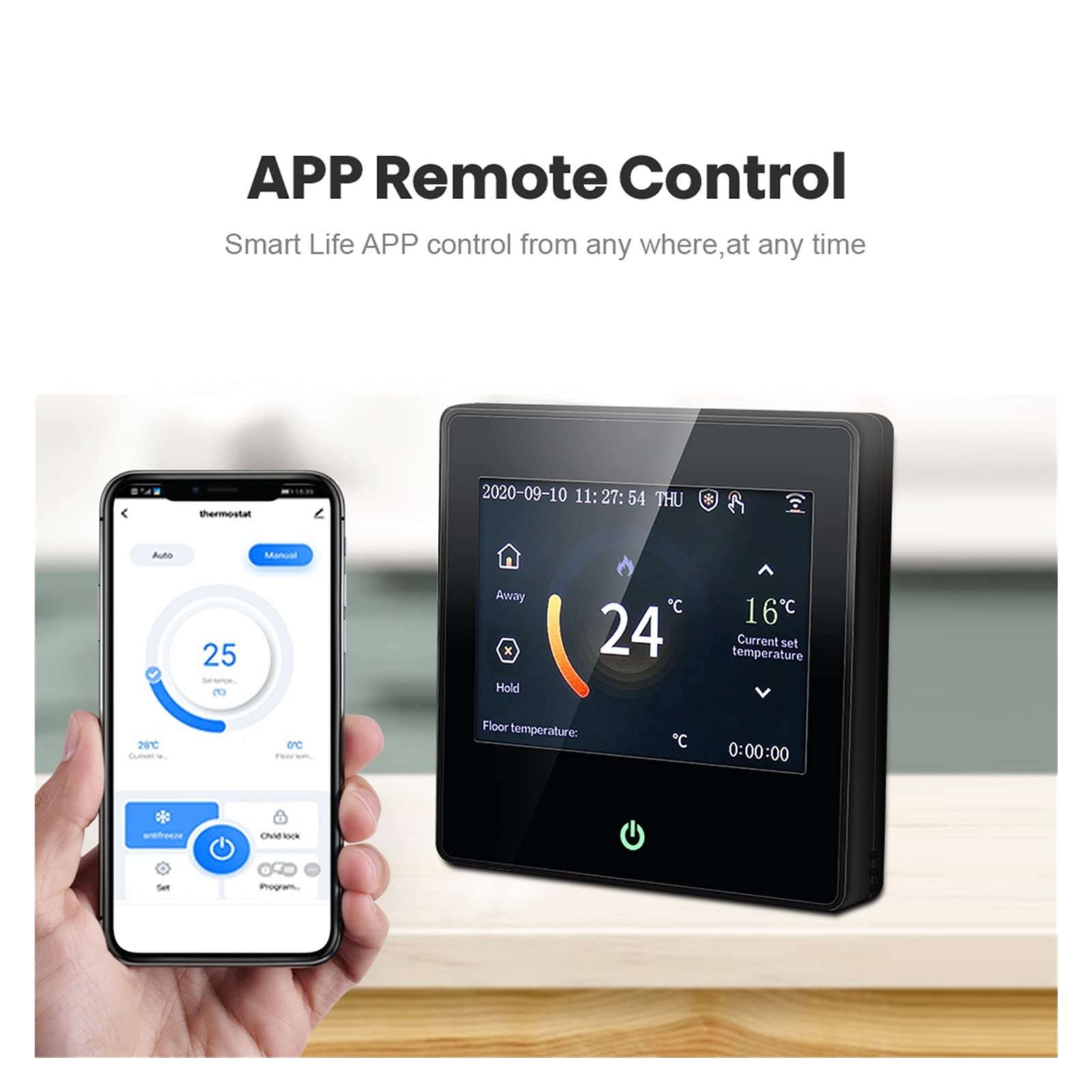 Czujnik termometru, WiFi Smart Thermostat Regulator temperatury ogrzewania z Celsjusza/Fahrenheita PROWADZONY Ekran dotykowy działa do domu(Light Yellow)