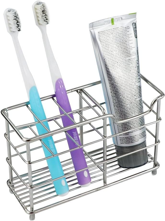 Stainless Steel Toothbrush and Toothpaste Holder for Bathroom, Sturdy and Hygienic, Drain and Rust Prevention