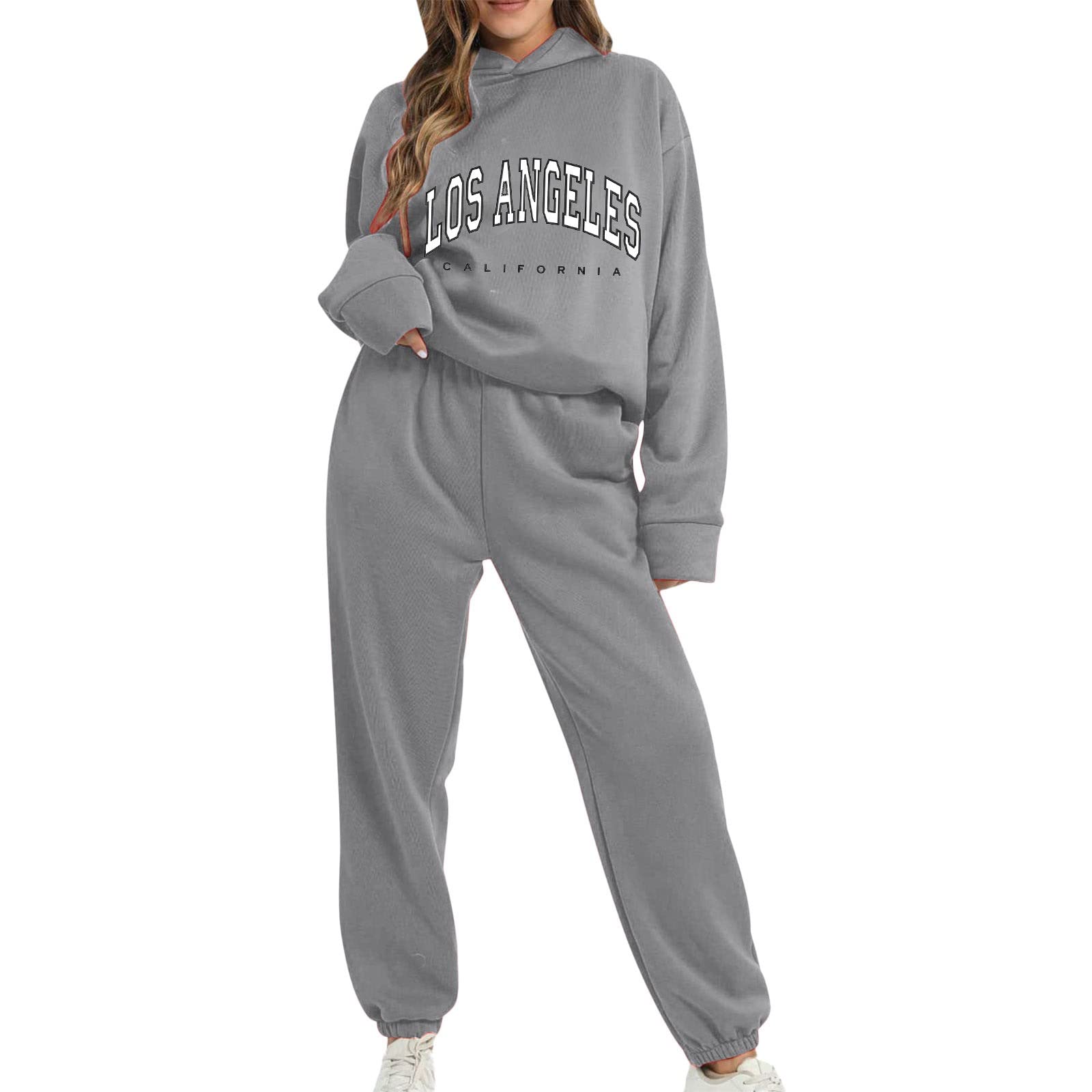 Sweat à capuche manches longues et pantalon décontracté taille M L