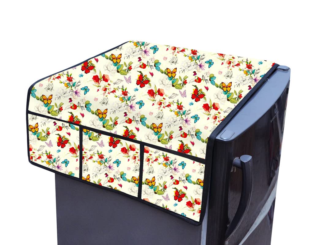 Pct Non-Woven Fridge/Refrigerator Top Cover for Kitchen Anti-dust Cover Fridge Towel dust Cover Freezer Refrigerator Desktop Sundries Storage Bags (Pack of 1) (Design 7)