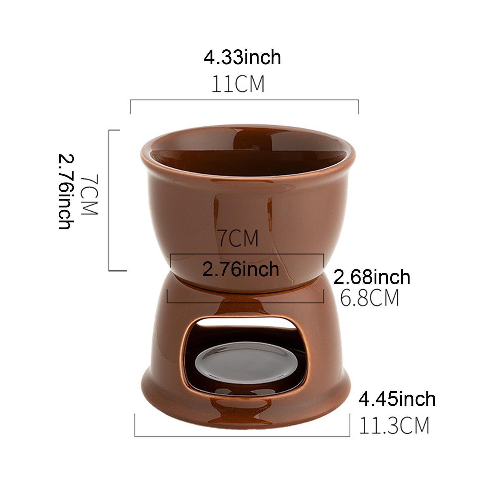 Bothyi Chocolate Fondue Pot Cheese Fondue Pot Ceramic Cheese Melting Tea Light Porcelain Melting Pot Ceramic Hot Pot for Gifts Party, Brown