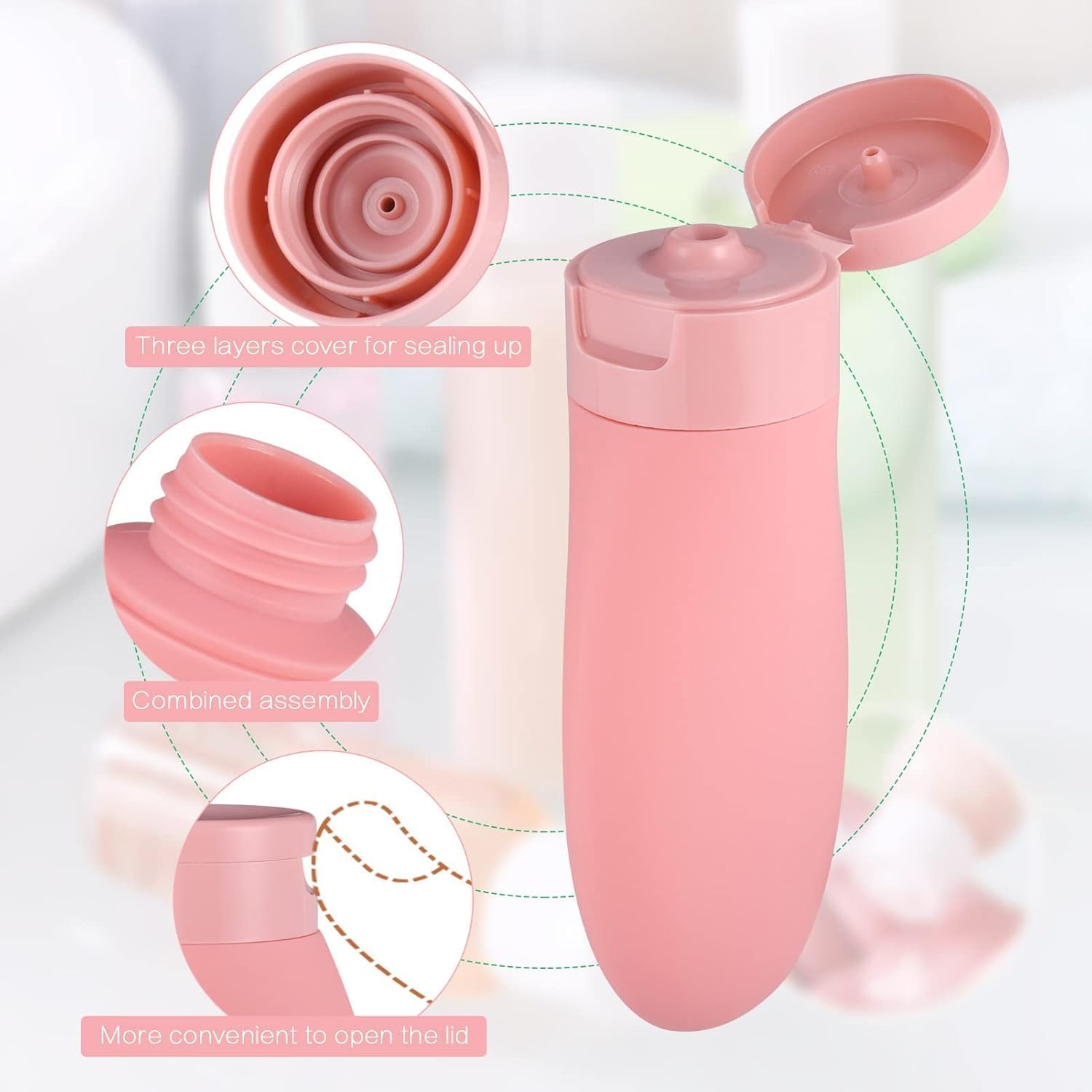 Padchaaya 11 pcs Silicone Travel Bottles, Travel Bottles for Filling, Part Travel Set with Toiletry Bag, Travel Bottle Set for Shampoo, Lotion, Conditioner, Shower Gel 3