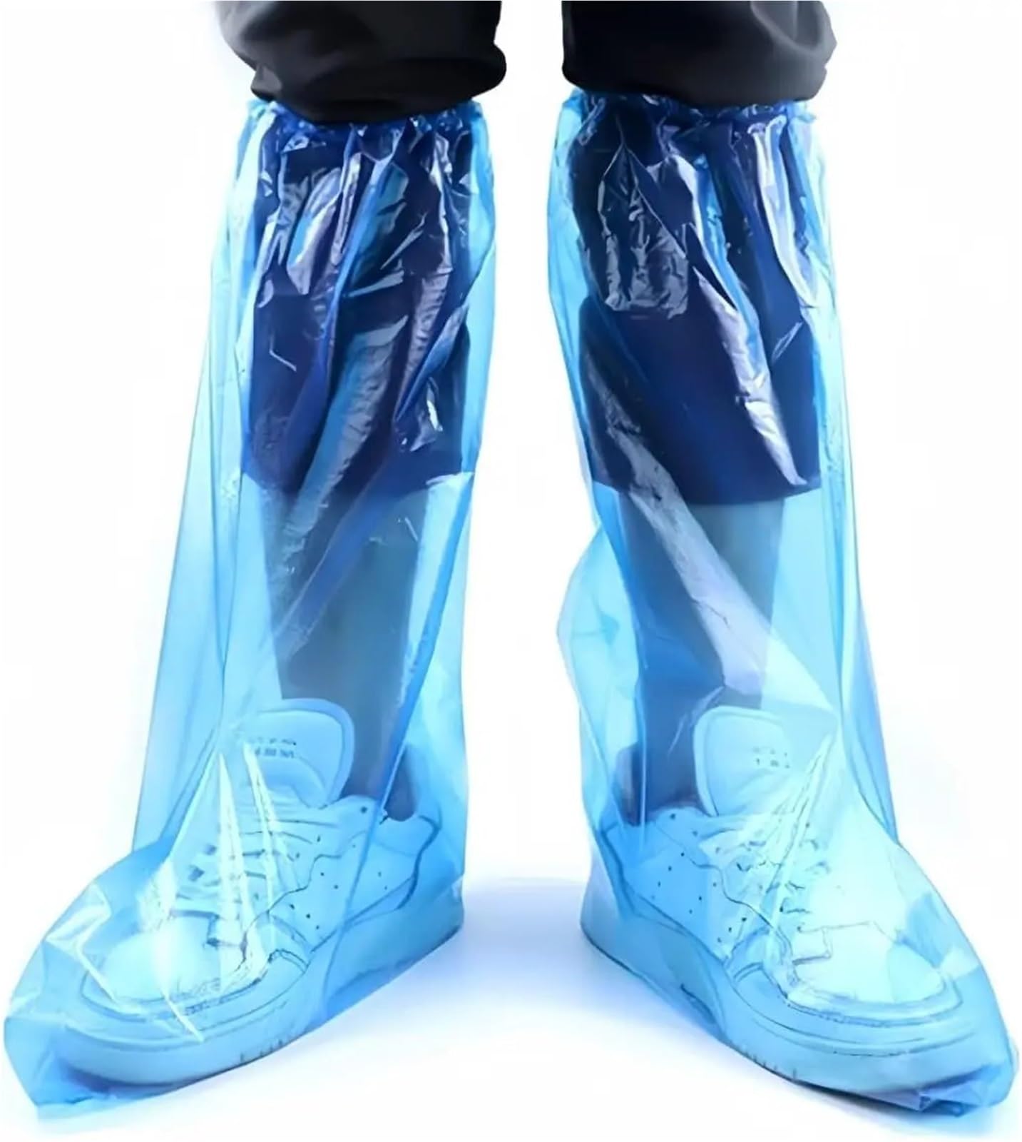 Schuhüberzüge Lange Stiefelüberzüge, dicke, wasserdichte Schuhüberzüge aus Kunststoff, rutschfest, for Labor, Landwirtschaft, Regentage, Rafting(Blue,100pairs)