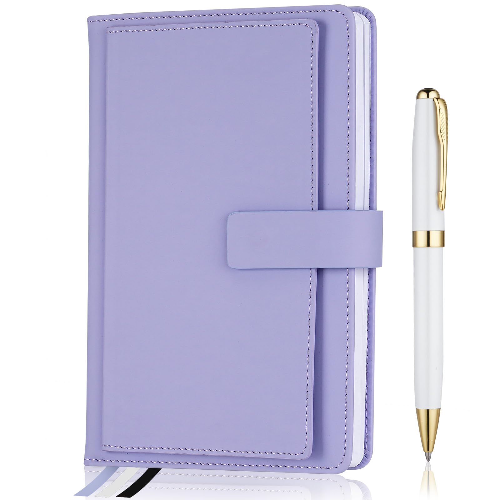 Taccuino a righe da donna, copertina rigida, in pelle, quaderno a righe per lavoro e appunti, 256 pagine di carta da 100 g/m², formato A5; penna inclusa, quaderno in una scatola regalo, regalo