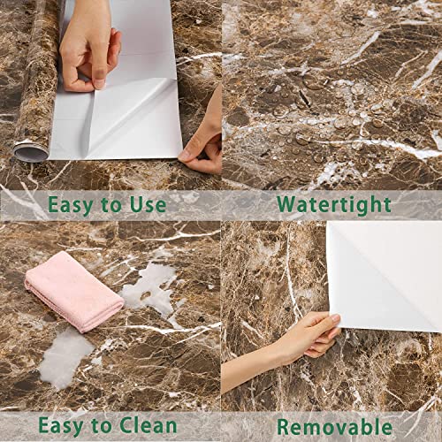 Image of HOME13 Vinyl Kitchen Self Adhesive Vinyl Decorative Brown Marble Wallpaper for Kitchen Countertop Home /Office 2 Ft x 20 Ft with 2pcs
