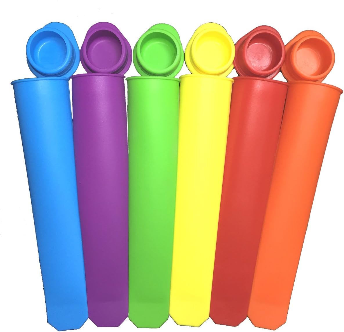 BEELY Silicone Ice Pop Molds,Popsicle Maker Molds,6 Vibrant Colors,Set of 6