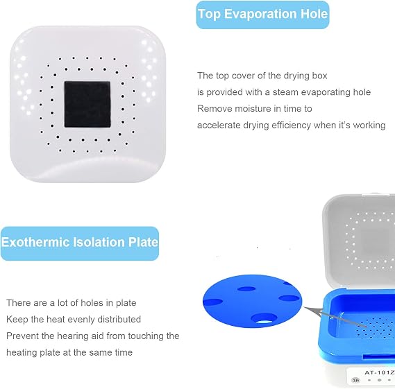 Automatic Hearing Aid Dryer & Dehumidifier - Ultra Fast Electronic Dry Box for Hearing Amplifiers & Cochlear Implants Removes Sweat & Moisture