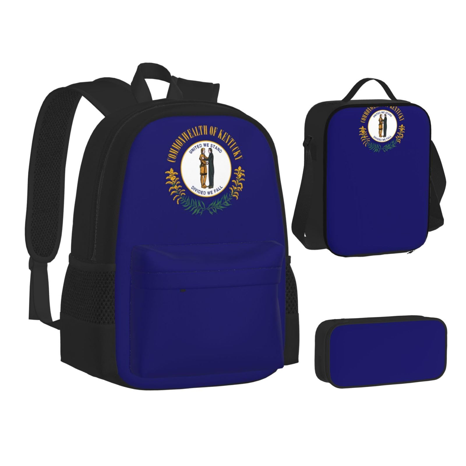 YHBLYKXP Kentucky State Flag Backpack 3-Piece Casual Backpack Set (Backpack + Waist Bag + Small Pouch), Unisex Daypack