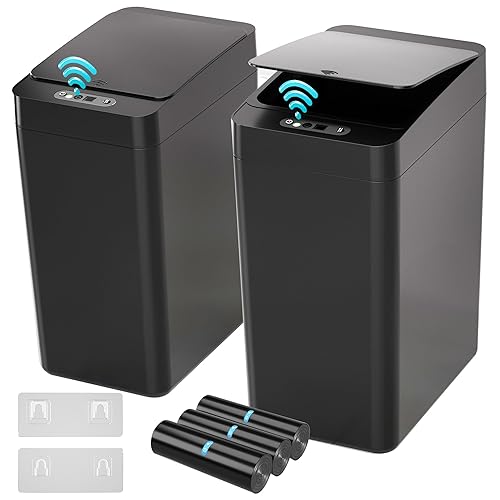 Miniatura 9 de kaylowe Bote de basura automático para baño, sin contacto, de 2.6 galones, con tapa, pequeño sensor de movimiento delgado, cubo de basura