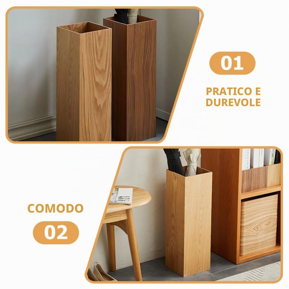 MAGICLULU Portaombrelli in Legno Khaki Per Interni Ed Esterni Cestino Organizer Per Ombrelli Stile Retro Per Casa E Giardino