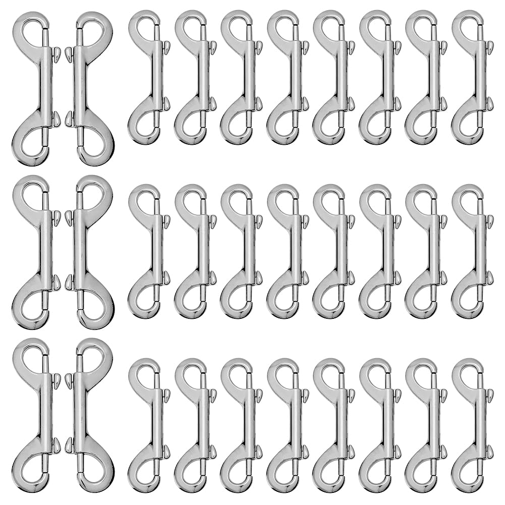 30 ganchos de doble mosquetón de 88 x 28 x 7 mm, aleación de zinc, clips de metal de liberación resistente, doble mosquetón para conectar correas para perros, llaveros, cubos de agua, comida