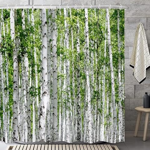 GOOESING Scenic Forest Shower Curtain Cover