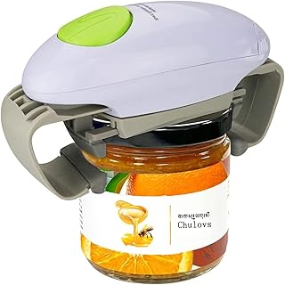 Chulovs Electric Jar Opener - Strong and Sturdy Kitchen Gadget for Sealed Jars - Automatic Jar Opener Hands Free with Less Effort to Open (White)