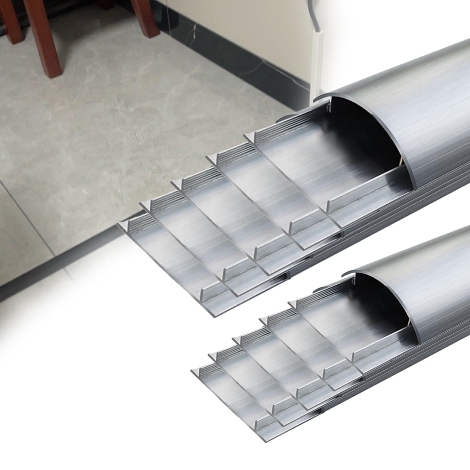 calpestabile passacavi Copertura Per Cavi In ​​metallo Per Esterni, Canalina Autoadesiva In Lega Di Alluminio Per Vialetti/hotel/ospedale, Canaletta Invisibile(10 PCS,L W H 100CM x 47MM x 13MM)
