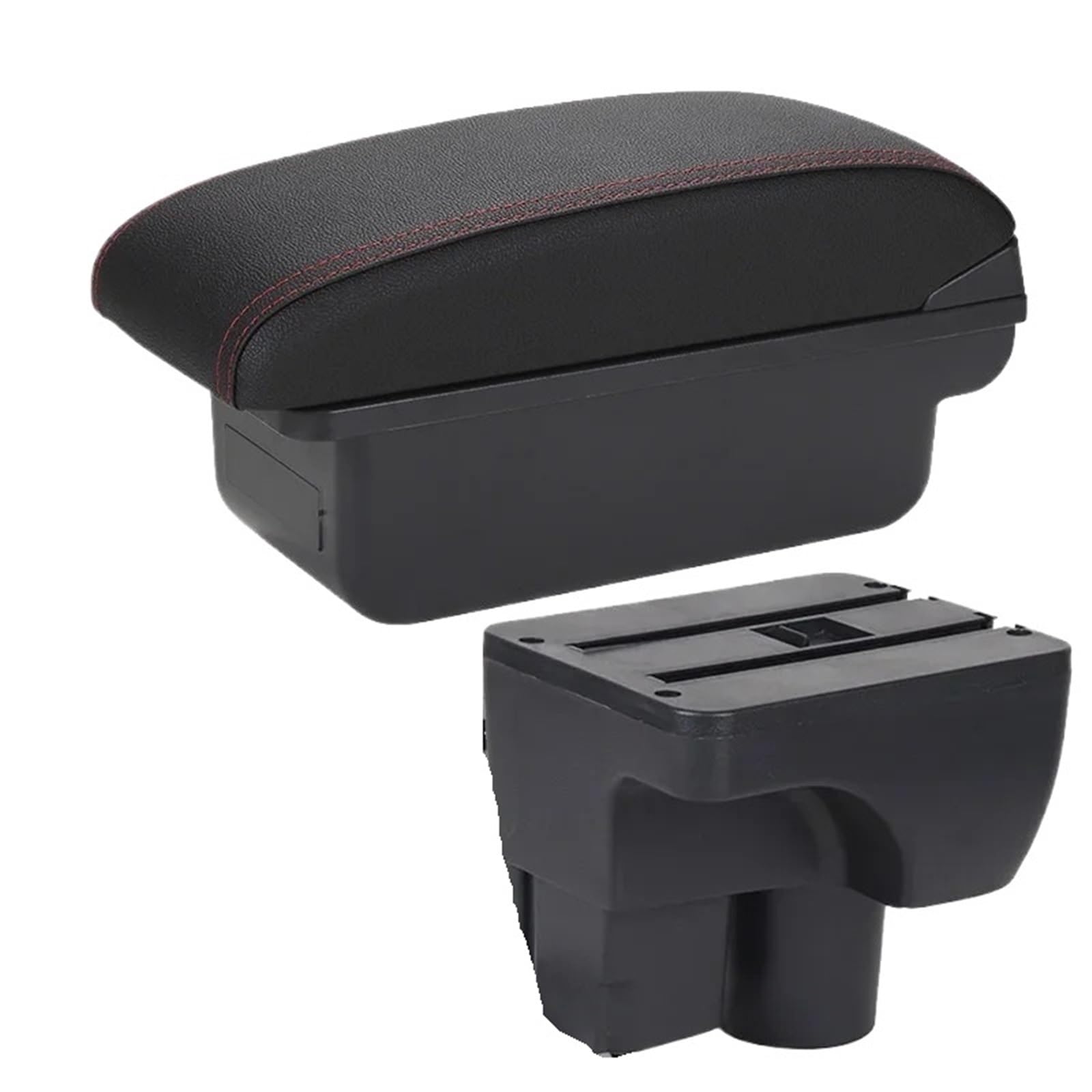 AWGNTQQ Car Armrests For Chevrolet For Aveo 3 Sail III Car Armrest Retrofit Parts Storage Box Decoration Car Accessorie(C1 Black red NO USB)