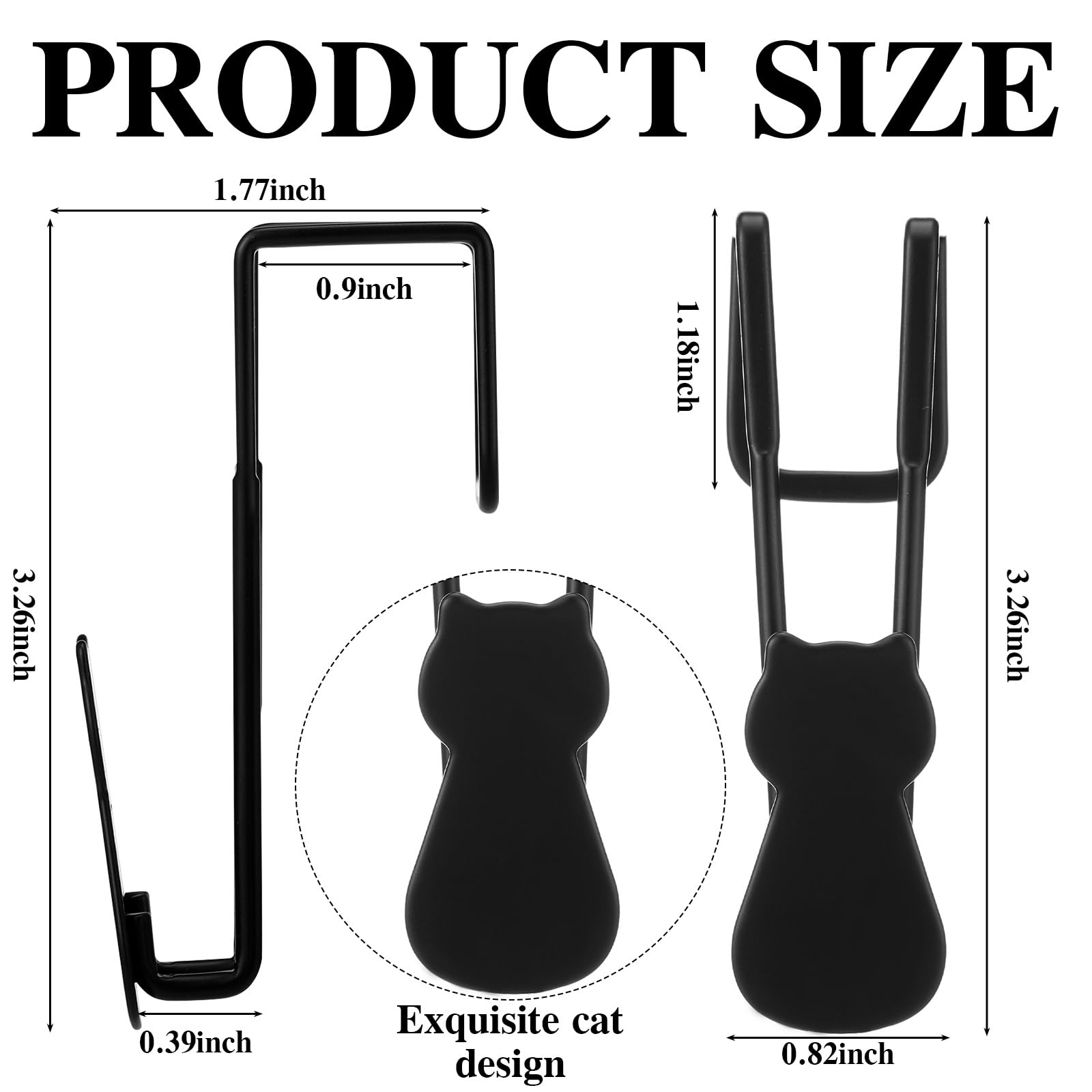 Honeydak 4 Pcs Cat Over Cabinet Door Hooks Iron Over The Door Hooks for Hanging Black Decorative Cat Hanger for Kitchen Bathroom Cabinet Cupboard Drawer Wardrobe Office