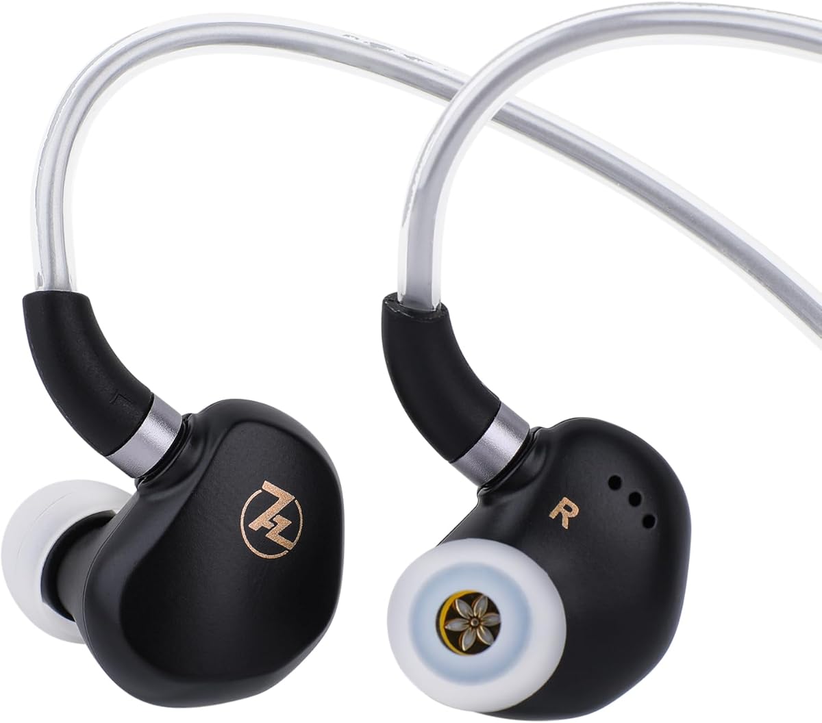 Linsoul 7HZ G1 in-Ear Monitor, 10mm DLC Diaphragm Dynamic Driver IEM Earphone, Wired Gaming Earbuds with Detachable OFC Silver-Plated Cable for Musician Audiophile (3.5mm No Mic, Black)
