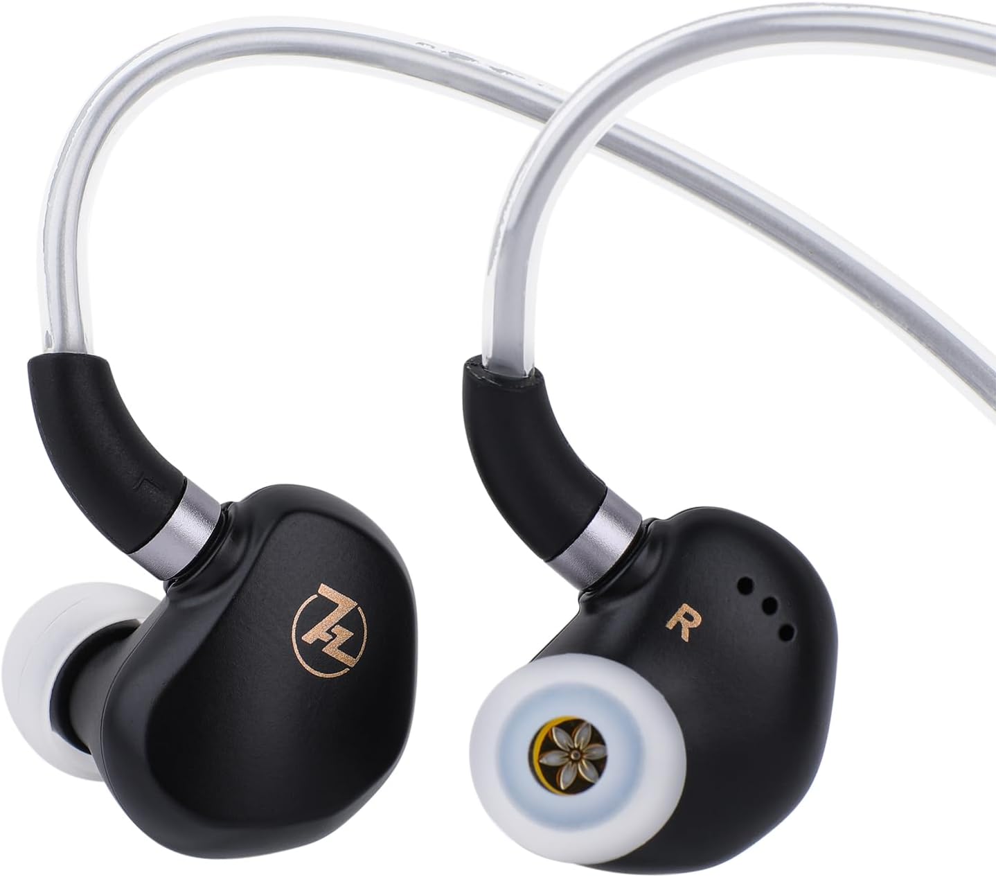 Linsoul 7HZ G1 in-Ear Monitor, 10mm DLC Diaphragm Dynamic Driver IEM Earphone, Wired Gaming Earbuds with Detachable OFC Silver-Plated Cable for Musician Audiophile (3.5mm with Mic, Black)