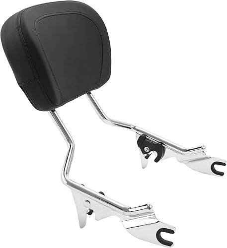 Miniatura 3 de Respaldo de pasajero desmontable cromado Sissy Bar vertical con portaequipajes 2 Up compatible con Harley Touring Road King Street Road Electra