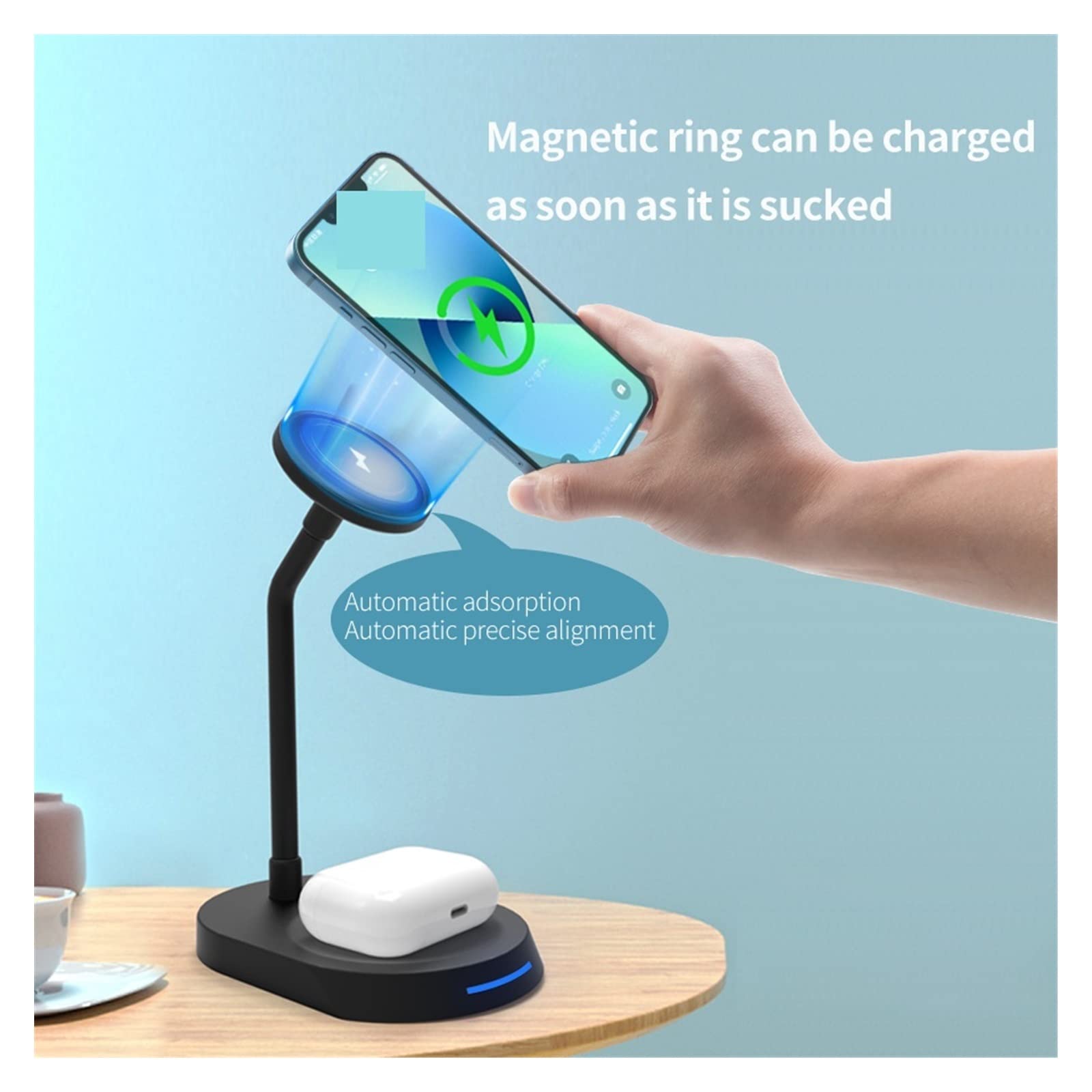 Bezprzewodowa ładowarka magnetyczna 30 W Stojak Pad do telefonu Słuchawki indukcyjne Stacja dokująca szybkiego ładowania,Uniwersalna kompatybilność
