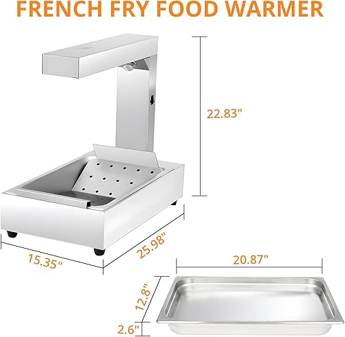 Miniatura 6 de Calentador de alimentos portátil de grado comercial, luz de calentador de alimentos de acero inoxidable independiente, calentador de papas fritas,