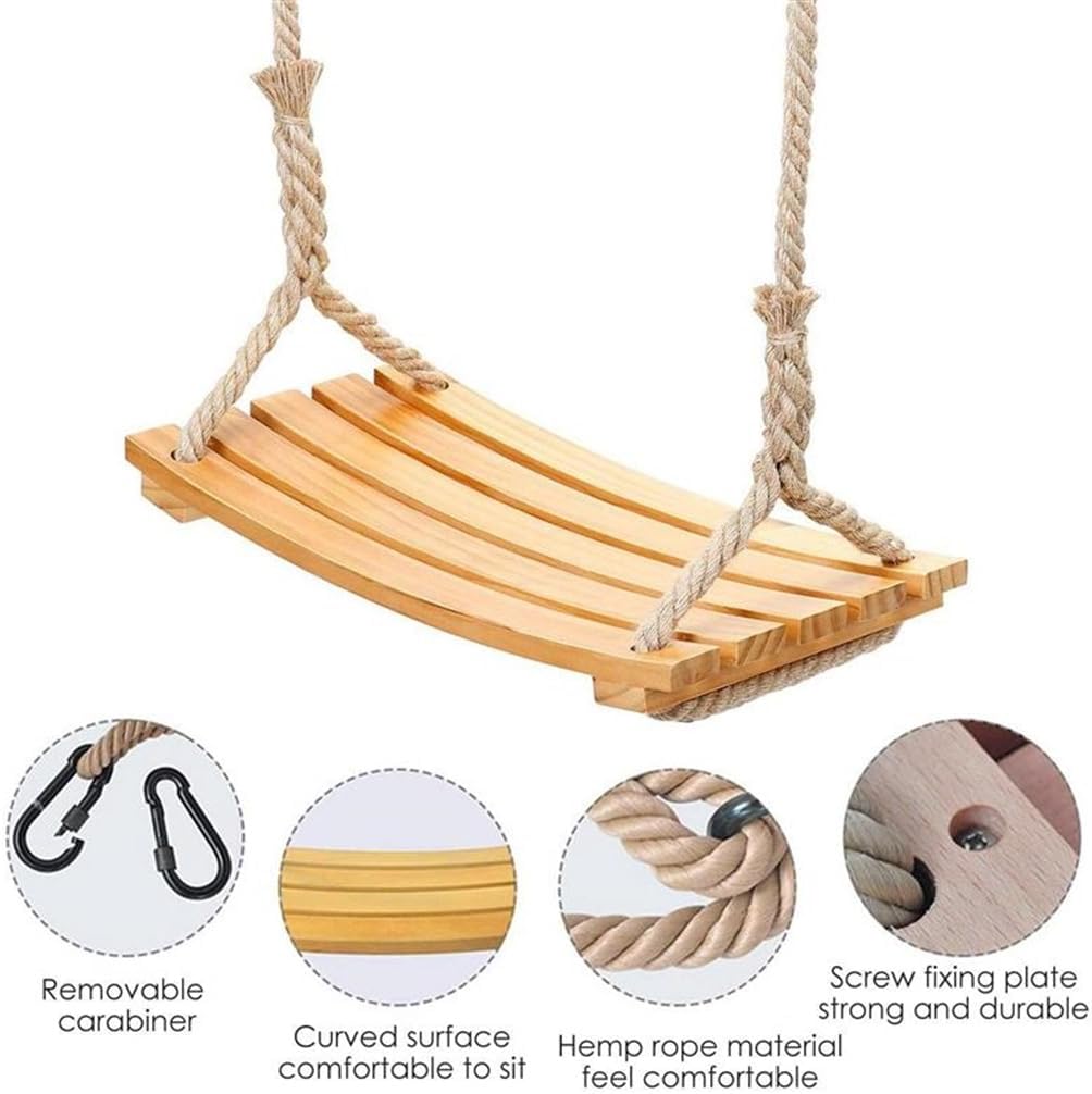 Wooden Swing Seat with Rope Nostalgic Children to Adult Hanging Swings Adjustable Indoor