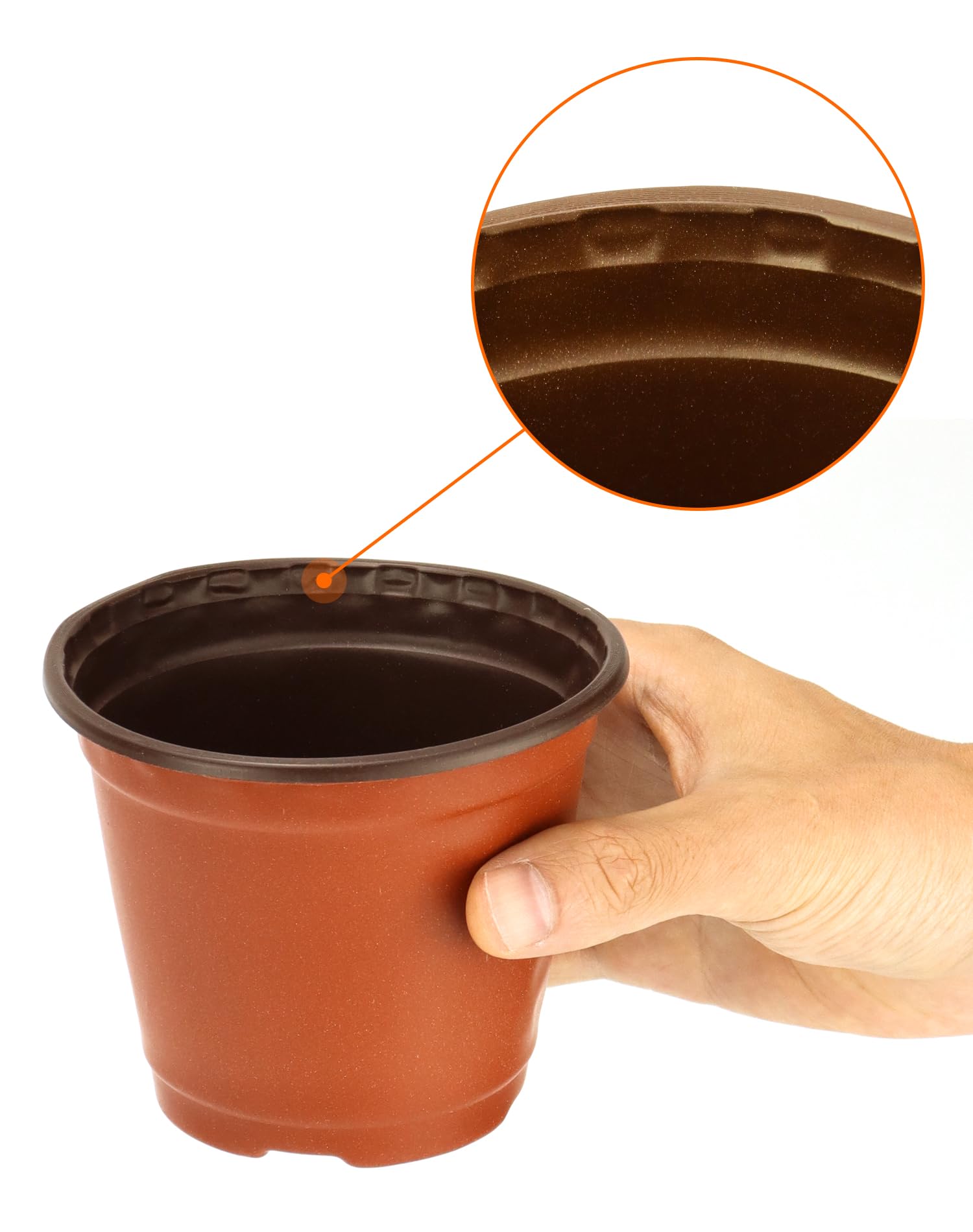 QWORK® 100PCS Plastic Plant Pot Thick Wall with Drainage Holes, diameter 10cm/4inch - Image 4