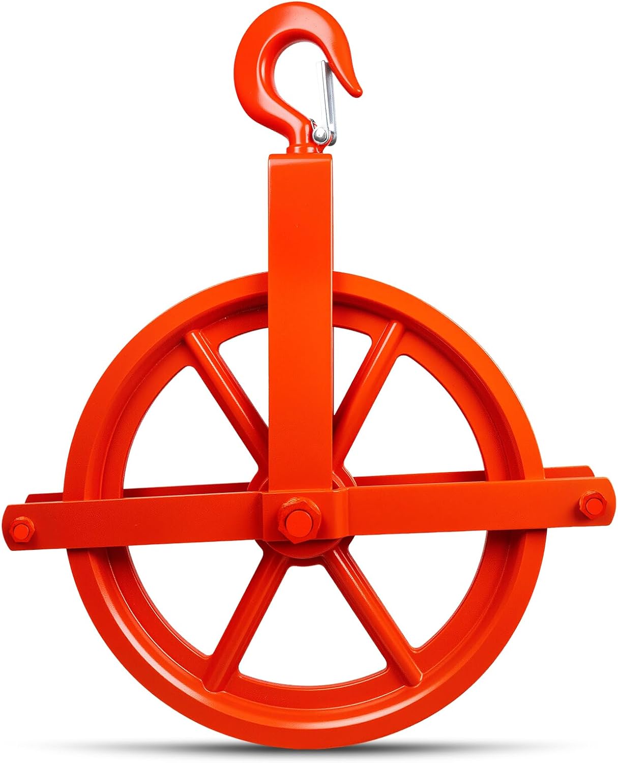 Scaffold 12" Cast Iron Hoist Pulley Wheel,Working Load up to 1000 Lbs Lifting or Lowering,Gin Block Pulleys for Lifting (Red)