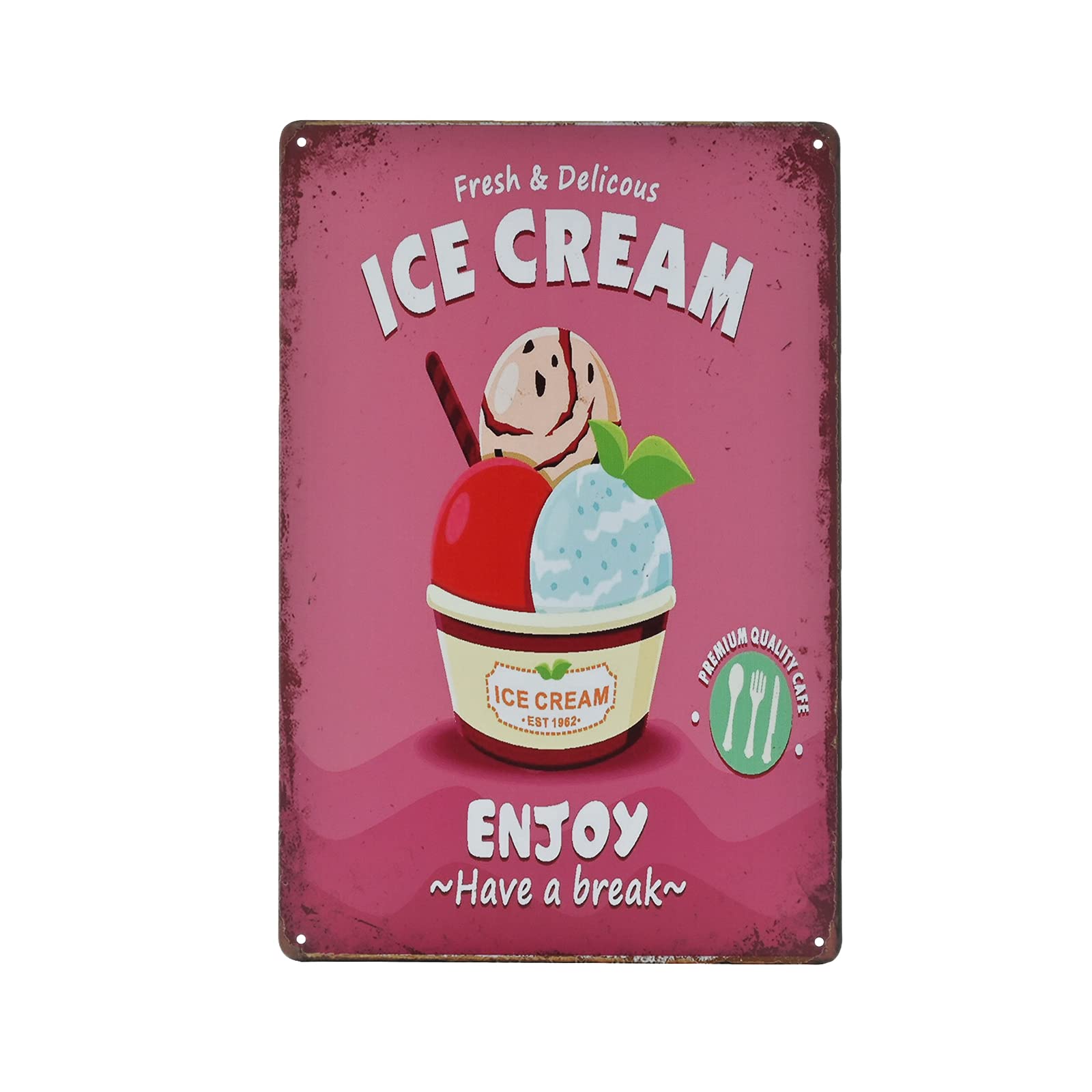 SMAZDFXX Vintage Metal Sign - Ice Cream Bakery Dessert Shop Tin Sign Decorative Wall Decor 8"x12"