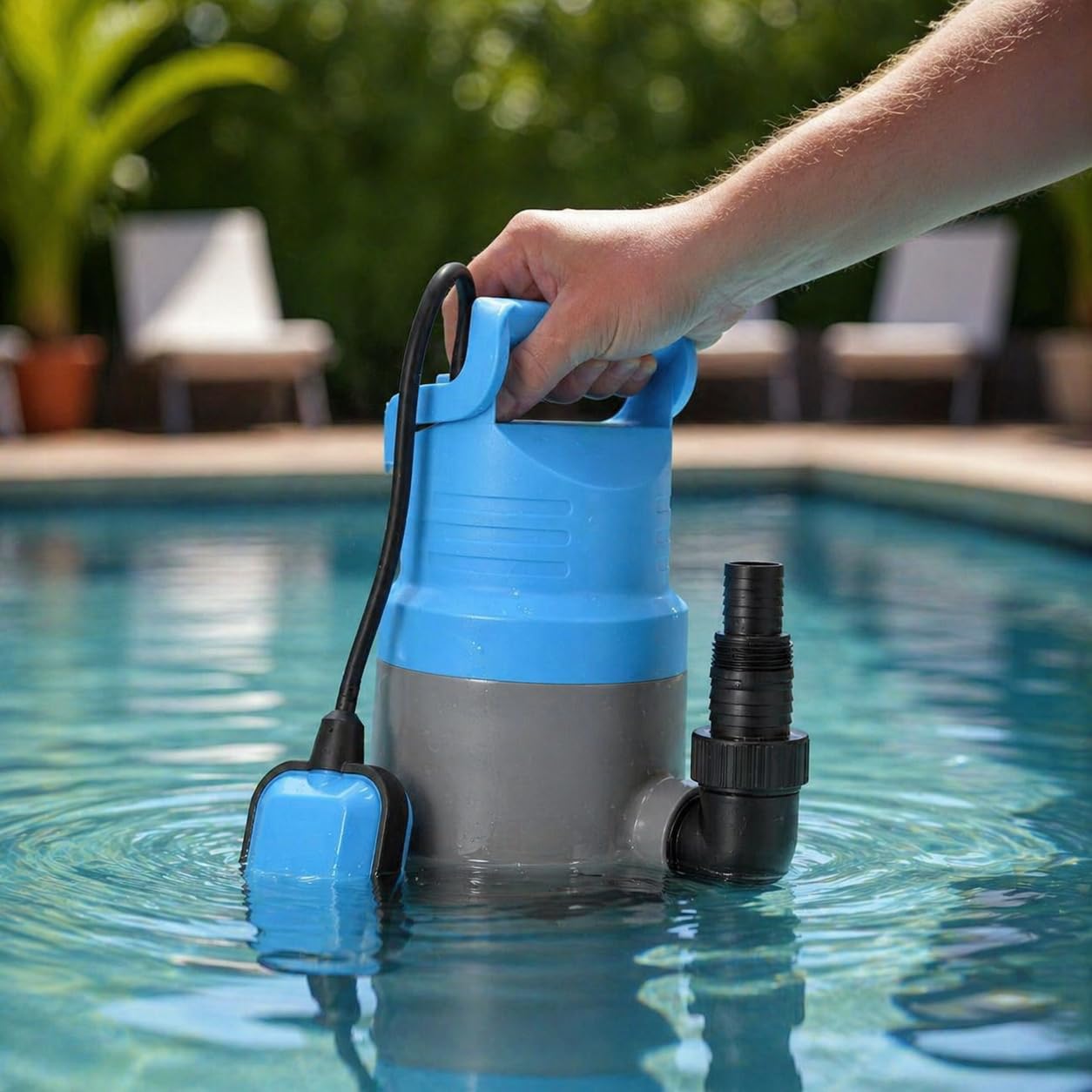 Pompa Sommersa FLX 400 (400 W, 8100 l/h, prevalenza max. 5 m) - Pompa Sommergibile per Acque Chiare e Sporche con Galleggiante - Ideale per Liquami, Fognature, Cantina, Giardino, Casa e Acqua Piovana