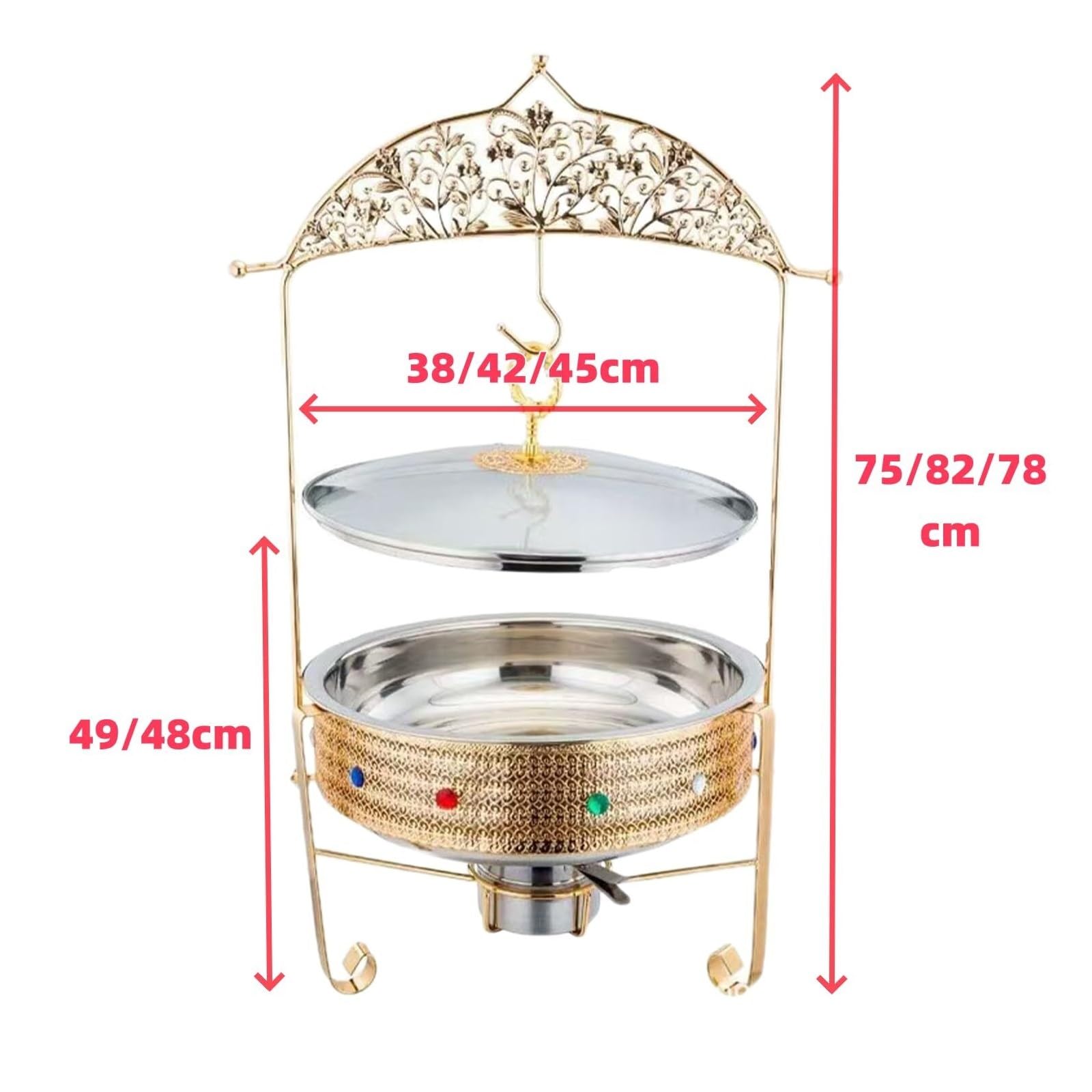 Scaldavivande da Appendere alla Stufa con Diamanti Colorati | For fornello da pranzo con coperchio sospeso a buffet, server for buffet e set più caldo(4.5L)