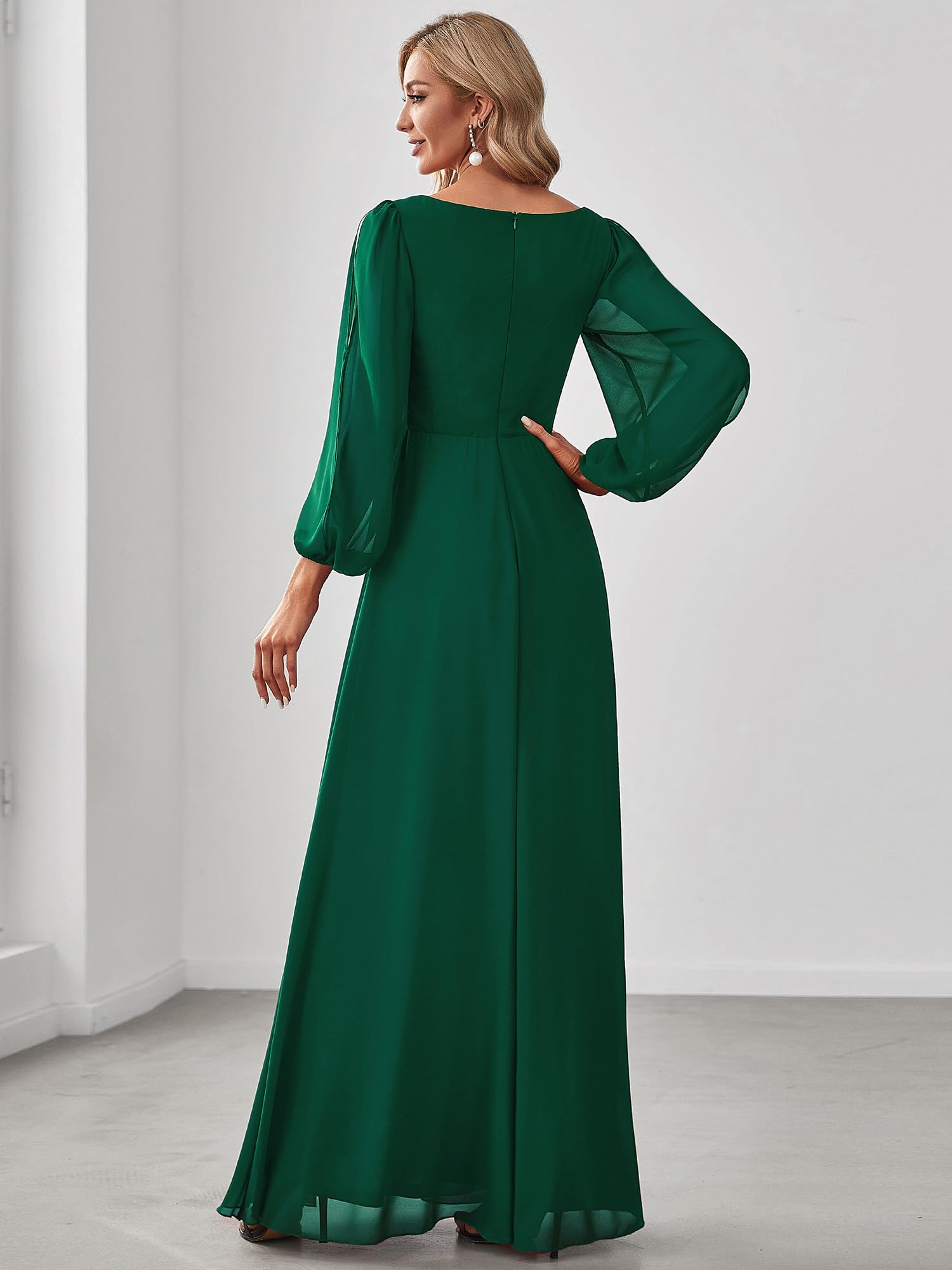 Ever-Pretty Vestito da Cerimonia Elegante Linea ad A Scollo a V A Abiti da Sera 00461 Verde Scuro 46