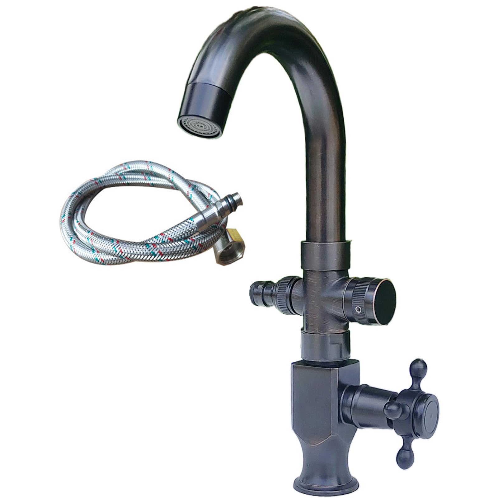 Grifo Doble Salida Lavadora Giratorio De 360° Grifo Exterior Latón Solo Agua Fría con Un Solo Orificio,Antigüedad