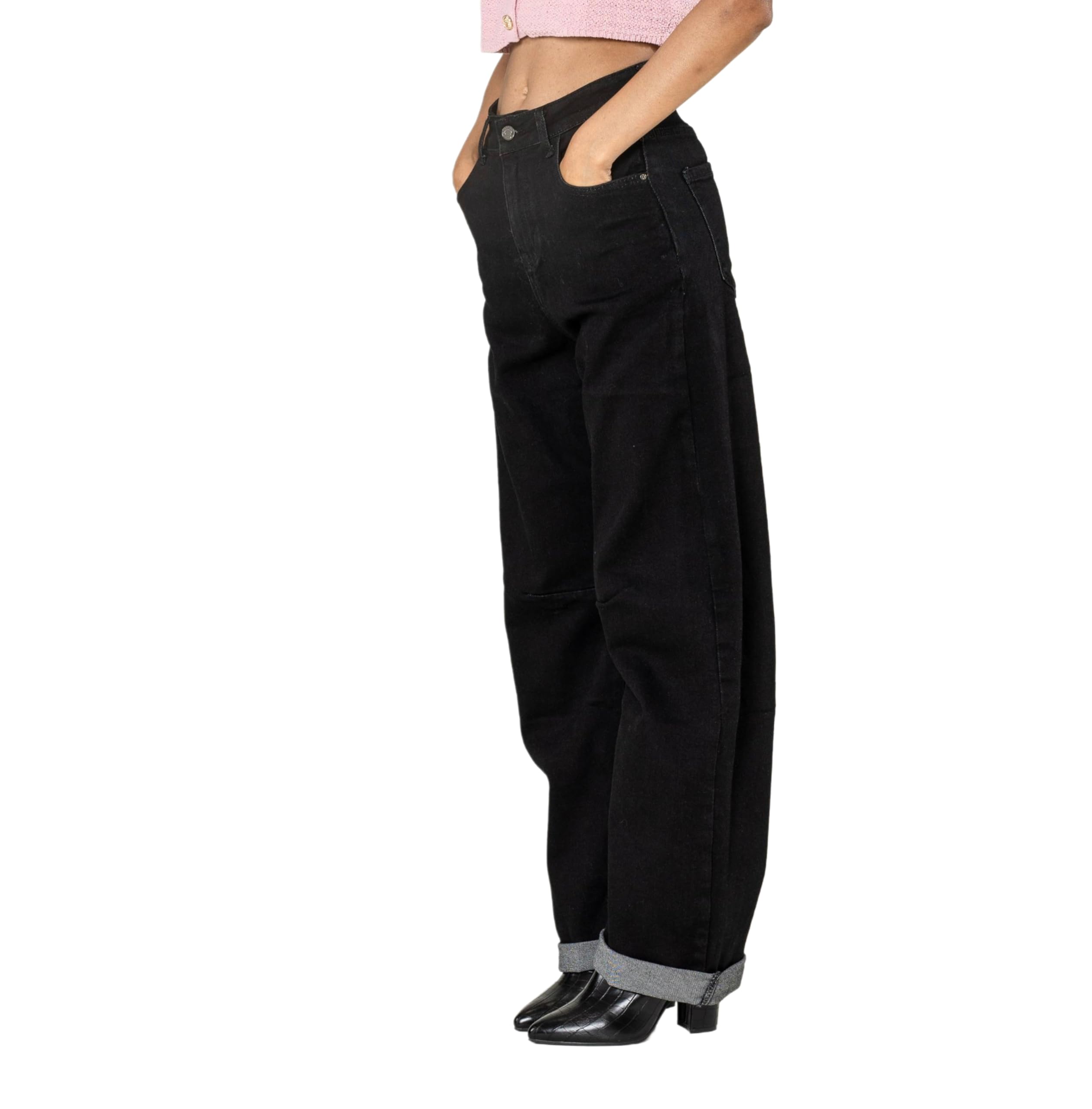Nina Carter YY307 - Vaqueros para mujer, corte barril, cintura alta, pantalones vaqueros de cintura alta, pantalones vaqueros elásticos