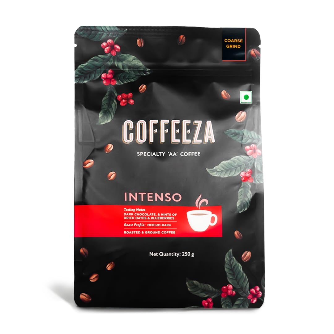COFFEEZA - Coarse Grind - Intenso - 250G - Medium-Dark Roast 100% Arabica Ground Coffee Powder Packet-image-2